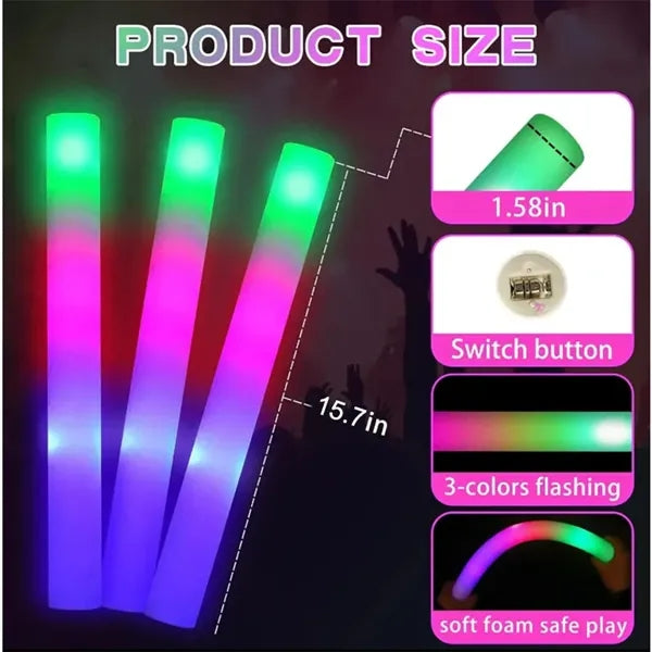 Imprinted Multi Color 16" Foam LED Light Up Stick