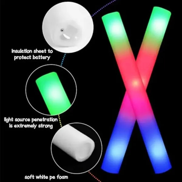 Imprinted Multi Color 16" Foam LED Light Up Stick