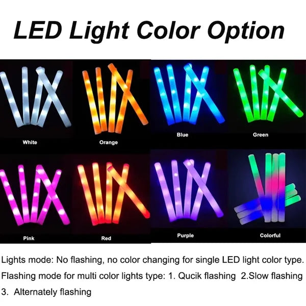 Imprinted Multi Color 16" Foam LED Light Up Stick