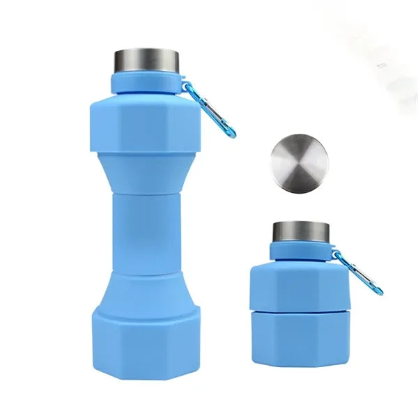 23 Oz Collapsible Dumbbell Water Bottle With Carabiner