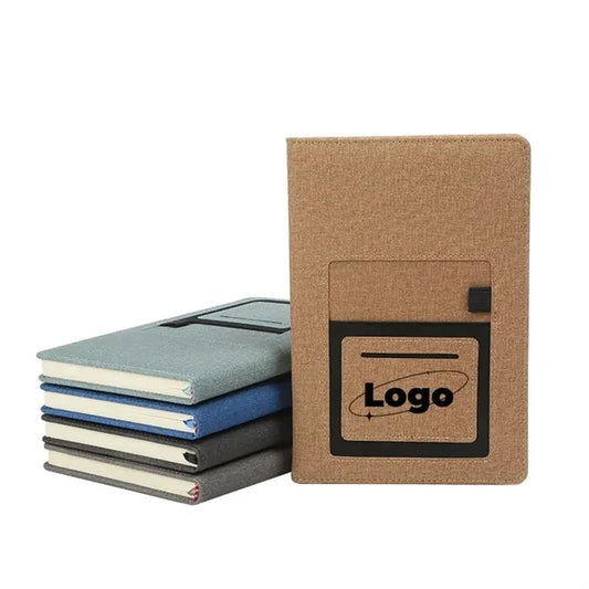 A5 PU Notebook with Phone Pocket Pen Holder