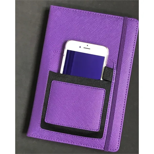 A5 PU Notebook with Phone Pocket Pen Holder