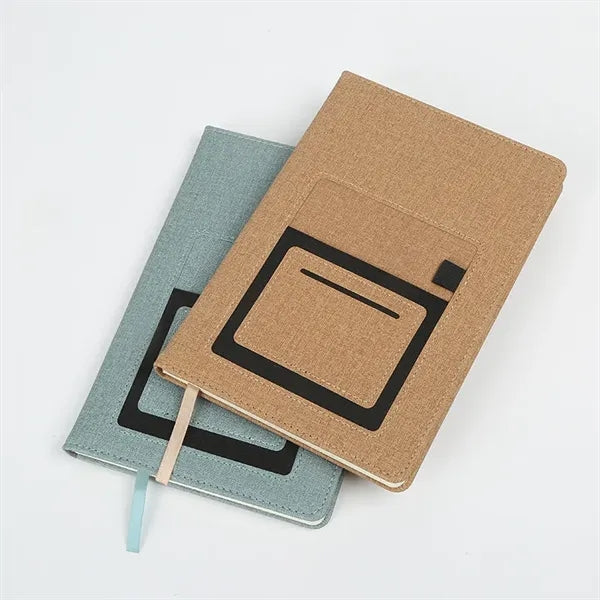 A5 PU Notebook with Phone Pocket Pen Holder
