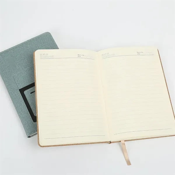 A5 PU Notebook with Phone Pocket Pen Holder