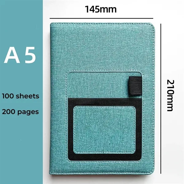A5 PU Notebook with Phone Pocket Pen Holder