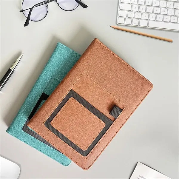 A5 PU Notebook with Phone Pocket Pen Holder