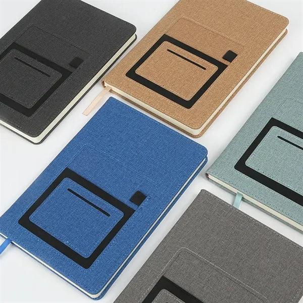 A5 PU Notebook with Phone Pocket Pen Holder
