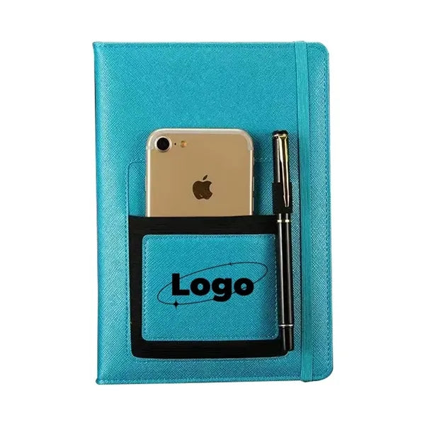 A5 PU Notebook with Phone Pocket Pen Holder