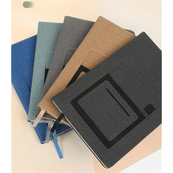 A5 PU Notebook with Phone Pocket Pen Holder