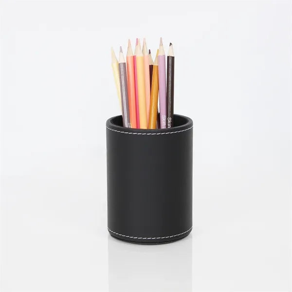 Circular Leather Pen Holder Office Desktop Supplies