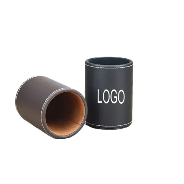 Circular Leather Pen Holder Office Desktop Supplies