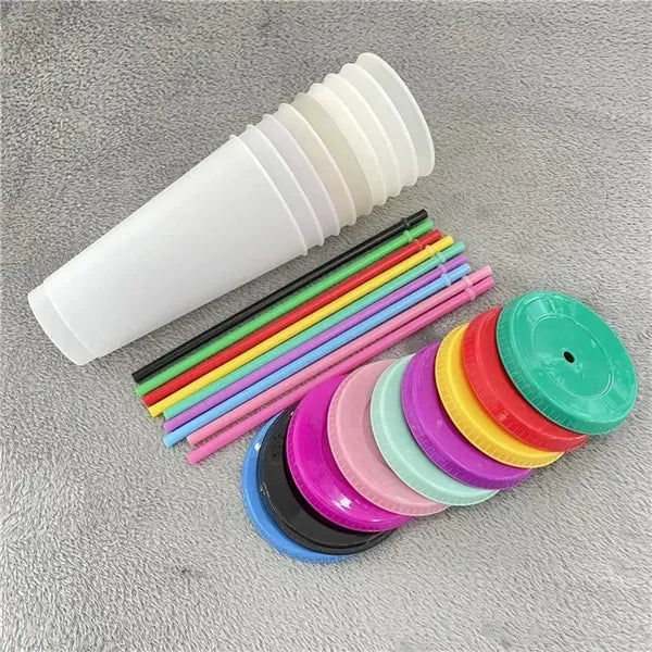 24 Oz Cold Color Changing Cup Tumbler with Lid and Straw