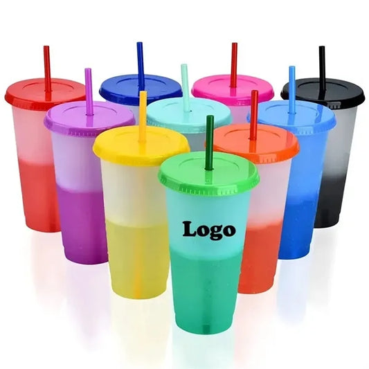 24 Oz Cold Color Changing Cup Tumbler with Lid and Straw