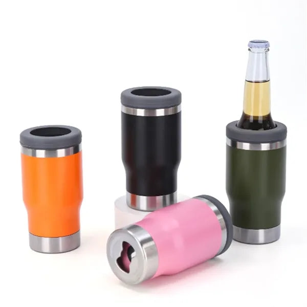 14oz Insulated Stainless Steel Can Cooler with Bottle Opener