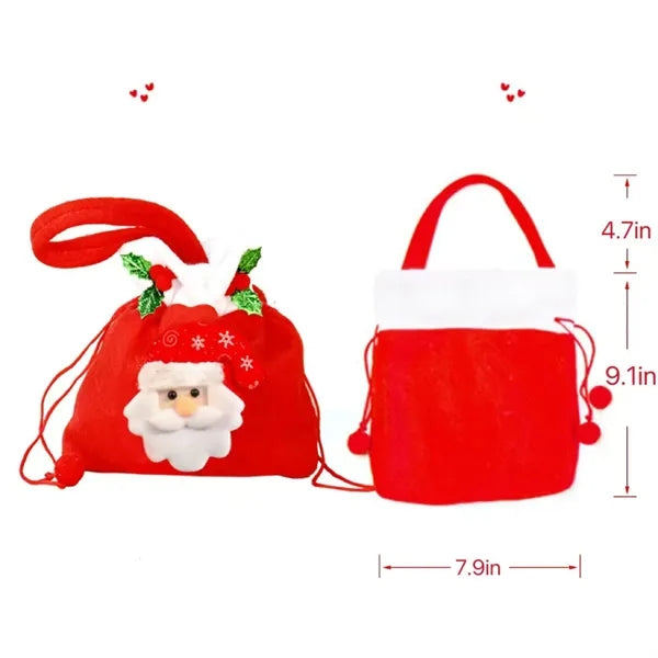 Drawstring Plush Santa Gift Bag