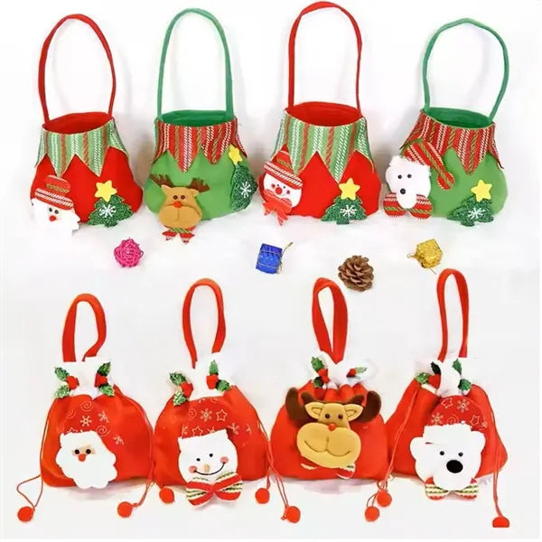 Drawstring Plush Santa Gift Bag