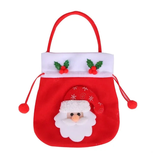 Drawstring Plush Santa Gift Bag