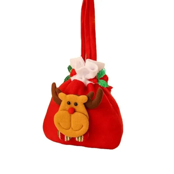 Drawstring Plush Santa Gift Bag