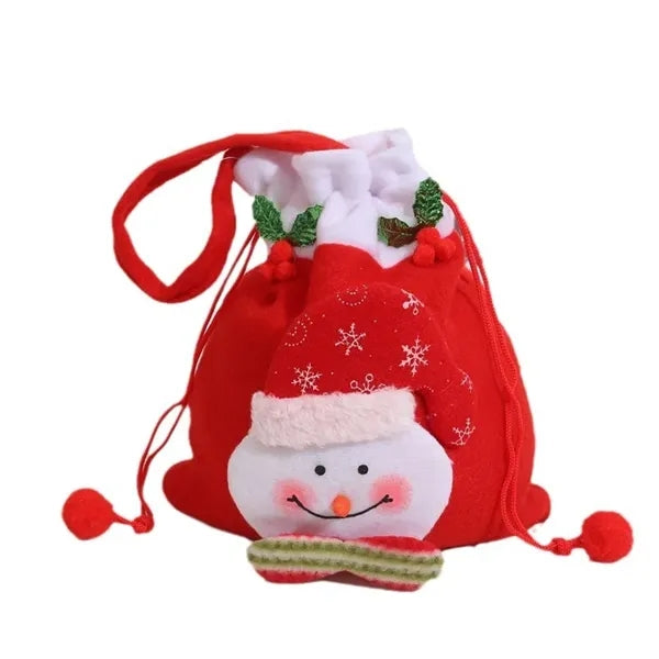 Drawstring Plush Santa Gift Bag