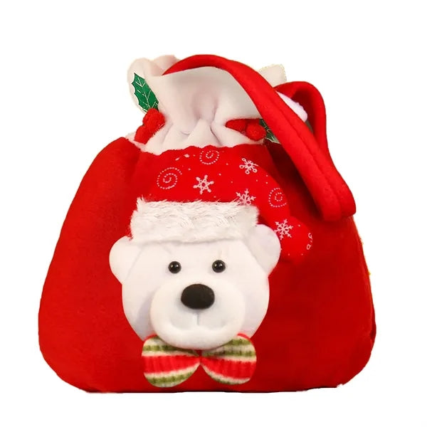 Drawstring Plush Santa Gift Bag
