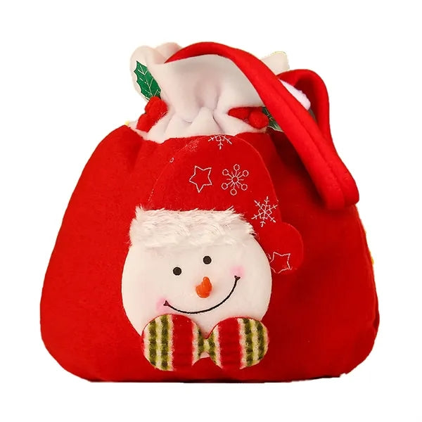 Drawstring Plush Santa Gift Bag