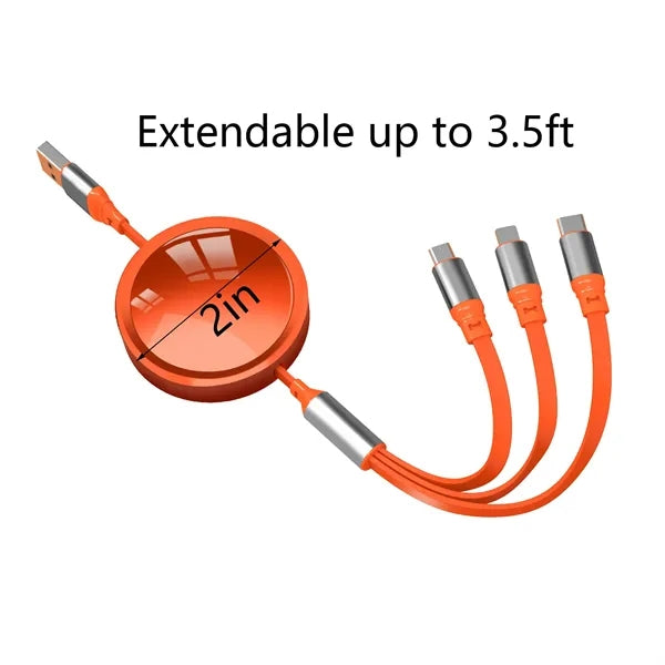 3-in-1 Retractable Fast Charging Cable Travel Accessories