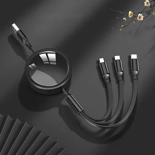 3-in-1 Retractable Fast Charging Cable Travel Accessories