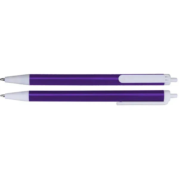 Click-action Ballpoint Pen w/ White Clip