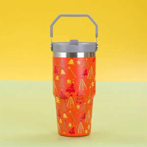 30 Oz. Custom Christmas Theme Vacuum Mug with Straw Lid