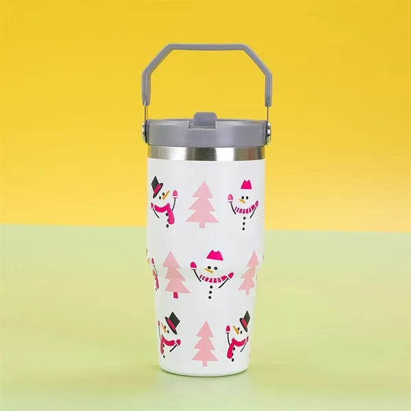 30 Oz. Custom Christmas Theme Vacuum Mug with Straw Lid