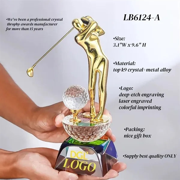 Crystal Golf Trophy Award Tournament Cup