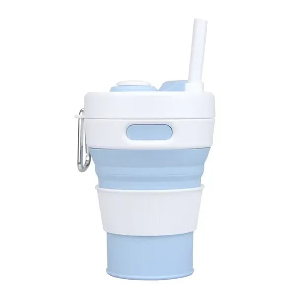 15 Oz. Portable Silicone Foldable Sippy Cup W/Drinking Straw