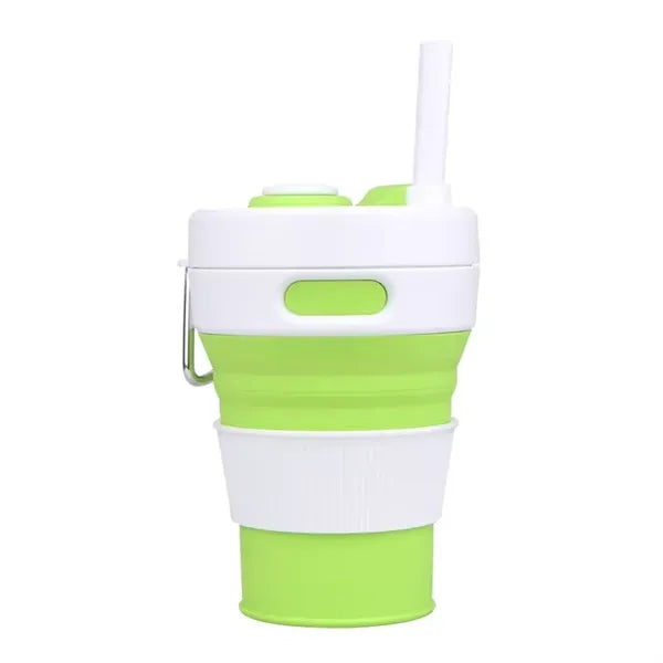 15 Oz. Portable Silicone Foldable Sippy Cup W/Drinking Straw