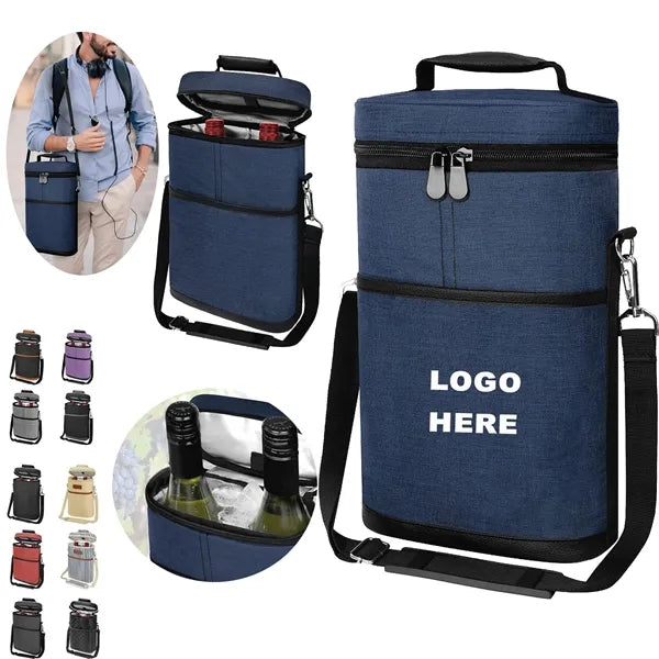 2 Bottle Wine Carrier Tote Insulated Leakproof Cooler Bag