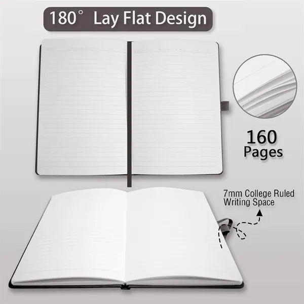 80Sheets A5 Lined Journal Notebook With PU Leather Hardcover