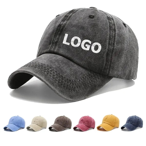 Unisex Cotton Washed Adjustable Baseball Cap-Embroidered