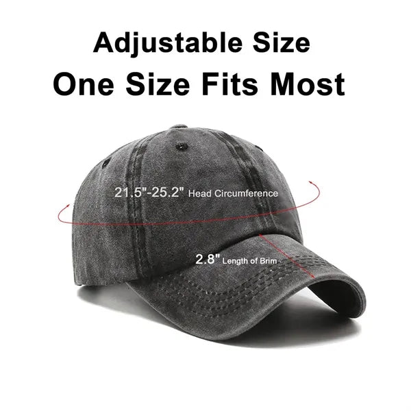 Unisex Cotton Washed Adjustable Baseball Cap-Embroidered