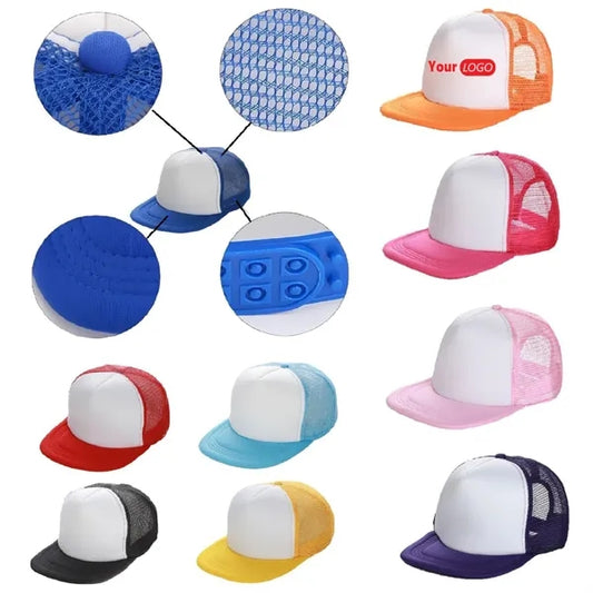 Five Panel Flat Brim Foam Front Mesh Back Trucker Cap