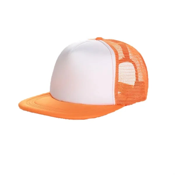Five Panel Flat Brim Foam Front Mesh Back Trucker Cap