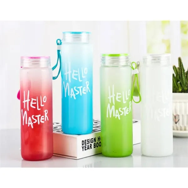 Gradient Colorful Frosted Glass Bottle With Carrying Handle