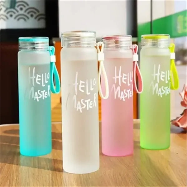 Gradient Colorful Frosted Glass Bottle With Carrying Handle