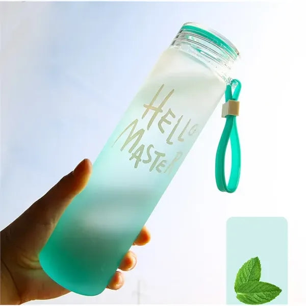 Gradient Colorful Frosted Glass Bottle With Carrying Handle