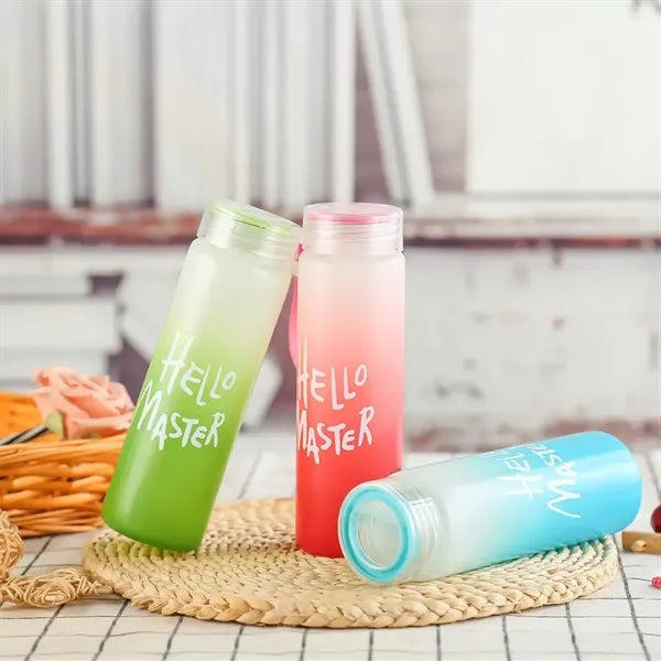 Gradient Colorful Frosted Glass Bottle With Carrying Handle