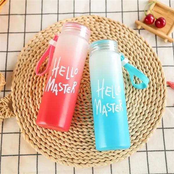Gradient Colorful Frosted Glass Bottle With Carrying Handle