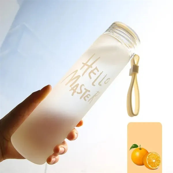 Gradient Colorful Frosted Glass Bottle With Carrying Handle