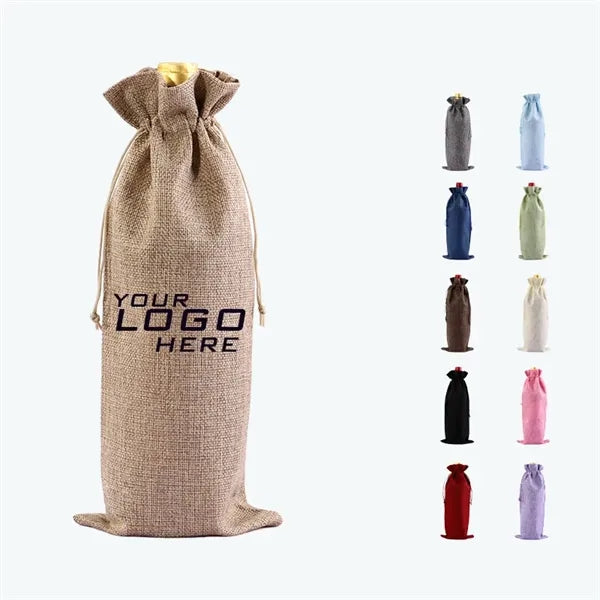 Burlap Linen Cloth Wine Bottle Gift Bags with Drawstrings