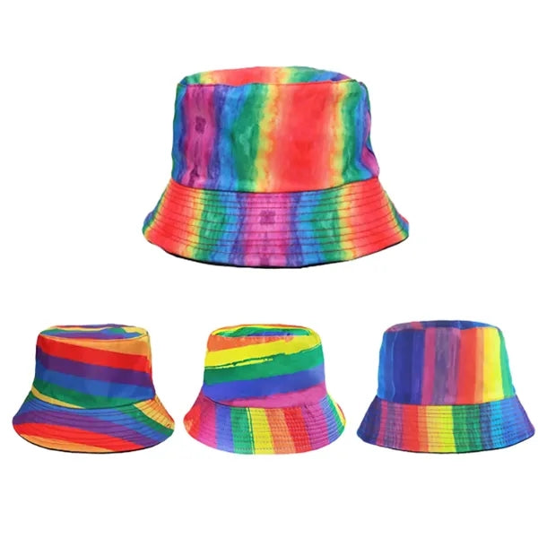 Stylish Tie-Dye Colorblocked Striped Fisherman's Hat