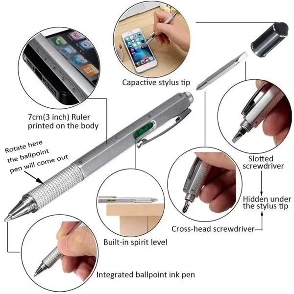 6-in-1 Multifunctional Tech Tool Stylus Ballpoint Pen