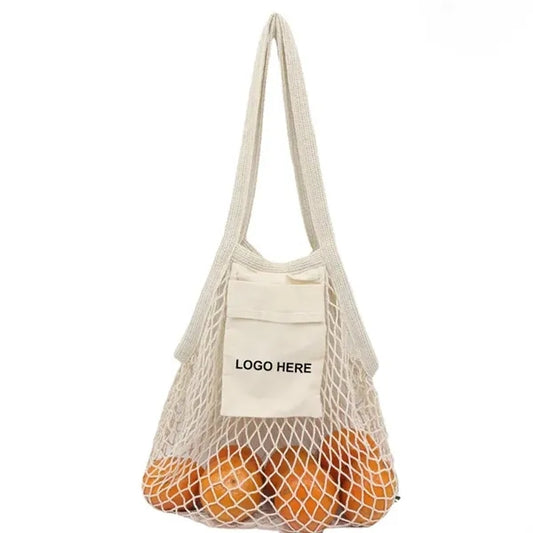 Collapsible Portable Cotton Mesh Tote Bag