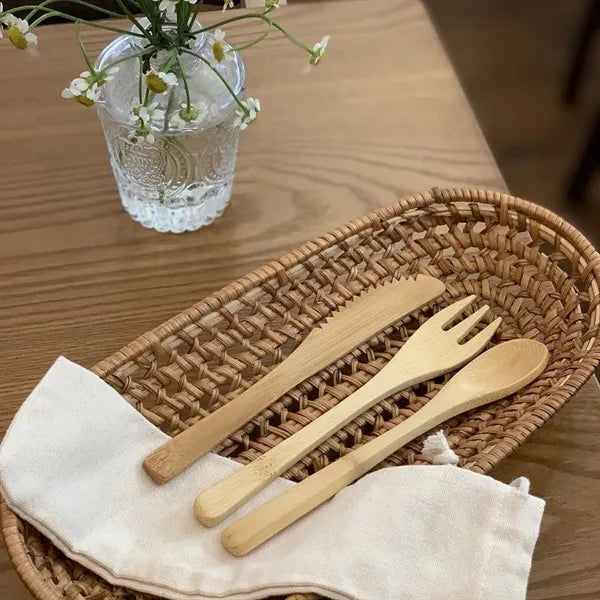 Bamboo Utensil Set With Pouch